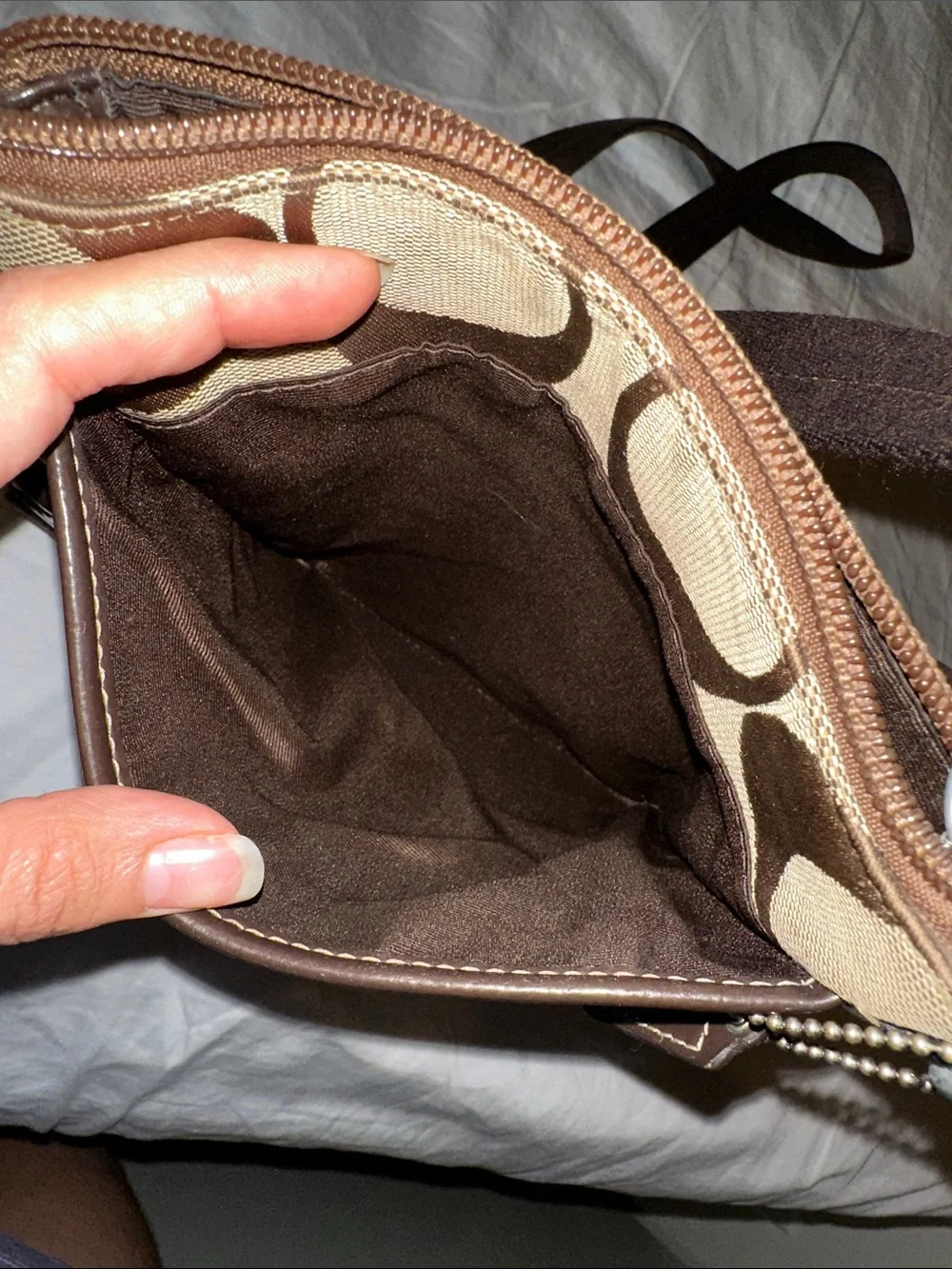 Coach Brown Tan Signature Crossbody Messenger Bag